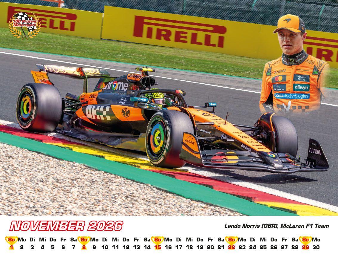 Beispielinhalt (Bild) Formel 1 World Championship Kalender 2026