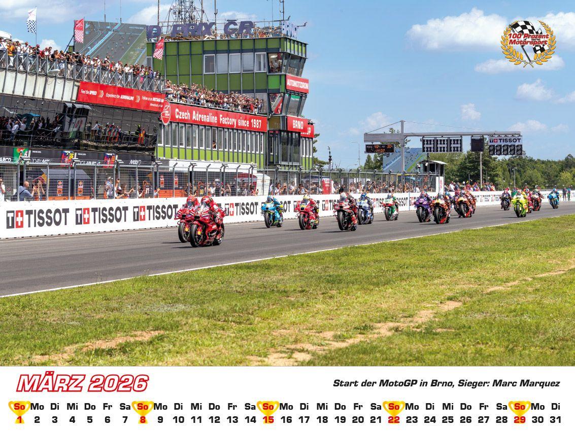 Beispielinhalt (Bild) Motorrad Grand Prix Kalender 2026