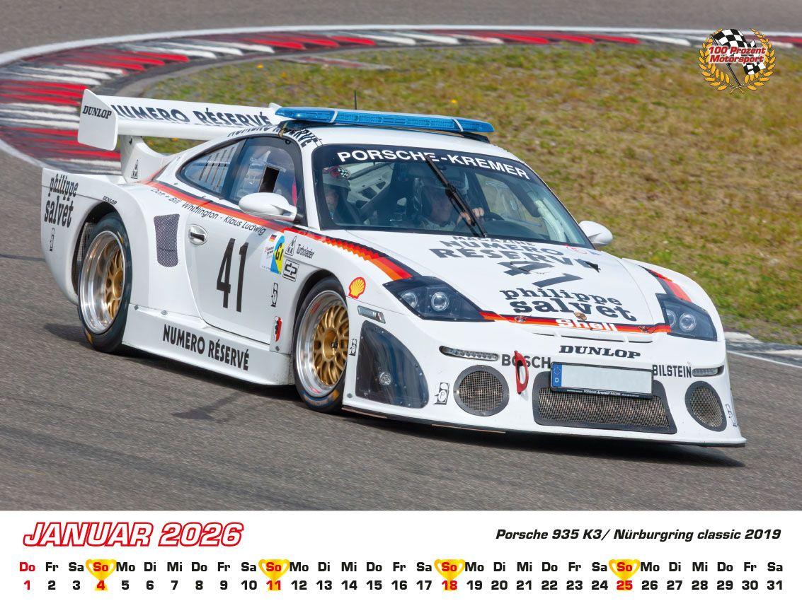 Beispielinhalt (Bild) Porsche im Rennsport Kalender 2026