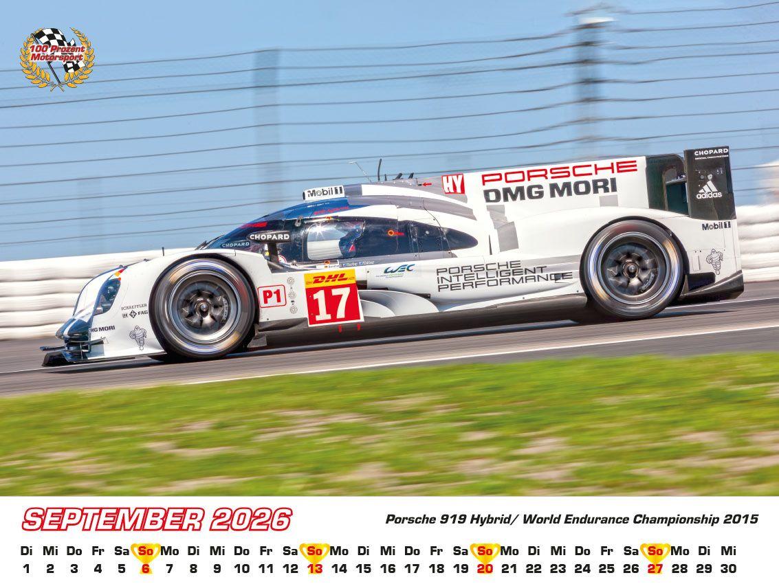 Beispielinhalt (Bild) Porsche im Rennsport Kalender 2026