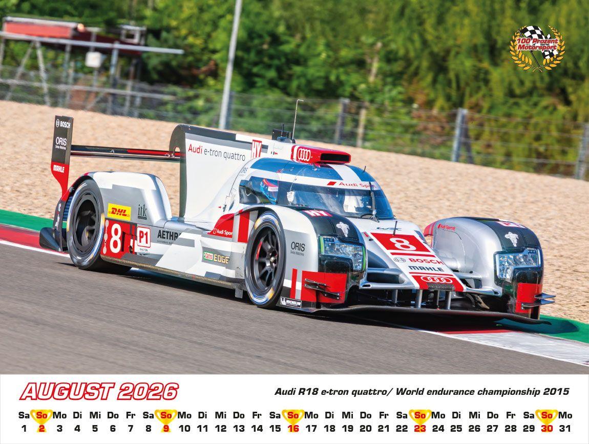 Beispielinhalt (Bild) Audi im Rennsport Kalender 2026