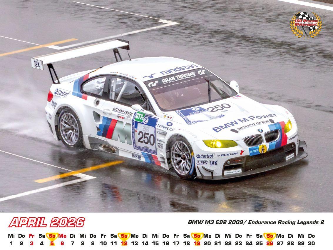 Beispielinhalt (Bild) BMW im Rennsport Kalender 2026