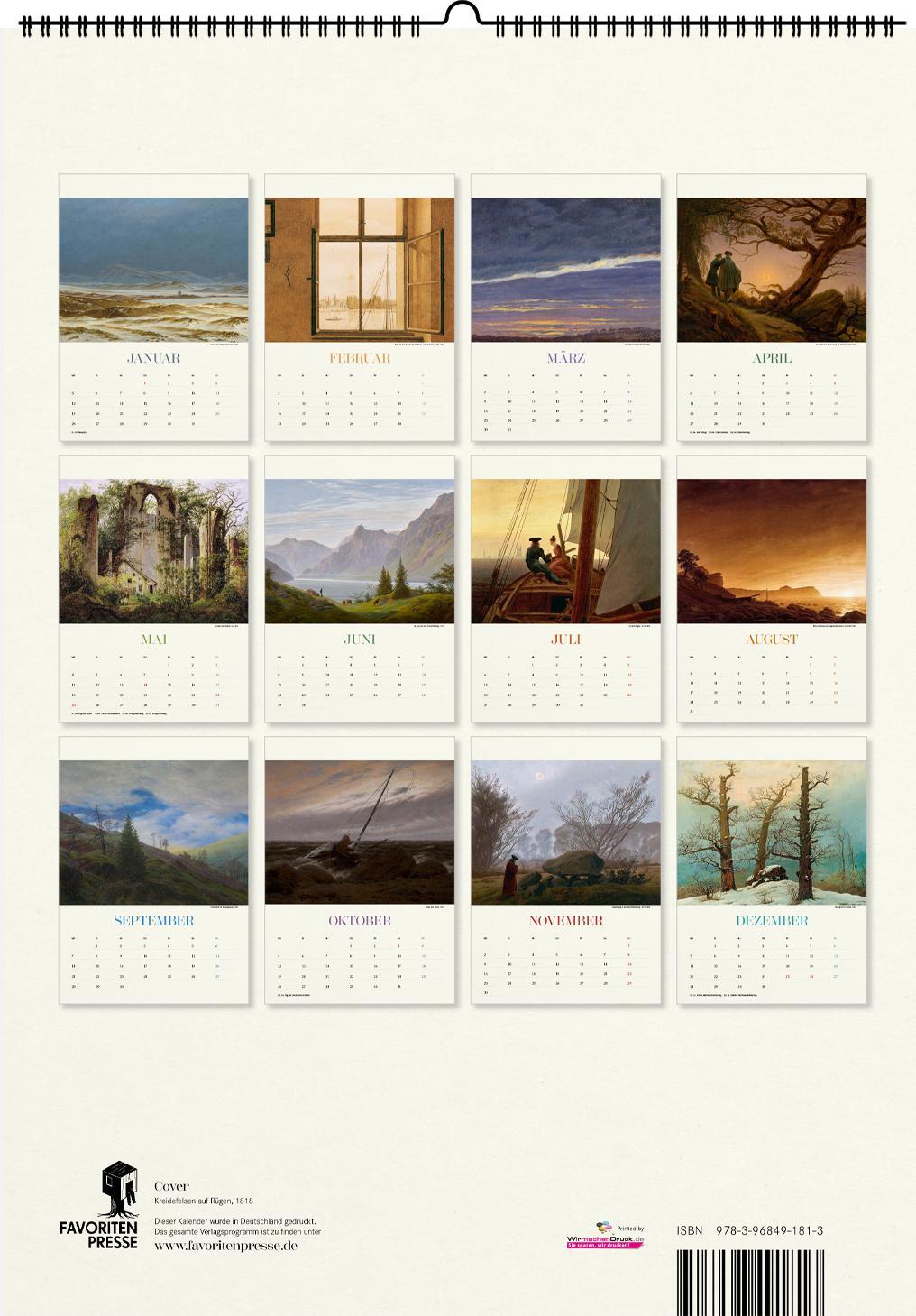 Rückseitencover Caspar David Friedrich. Wandkalender 2026