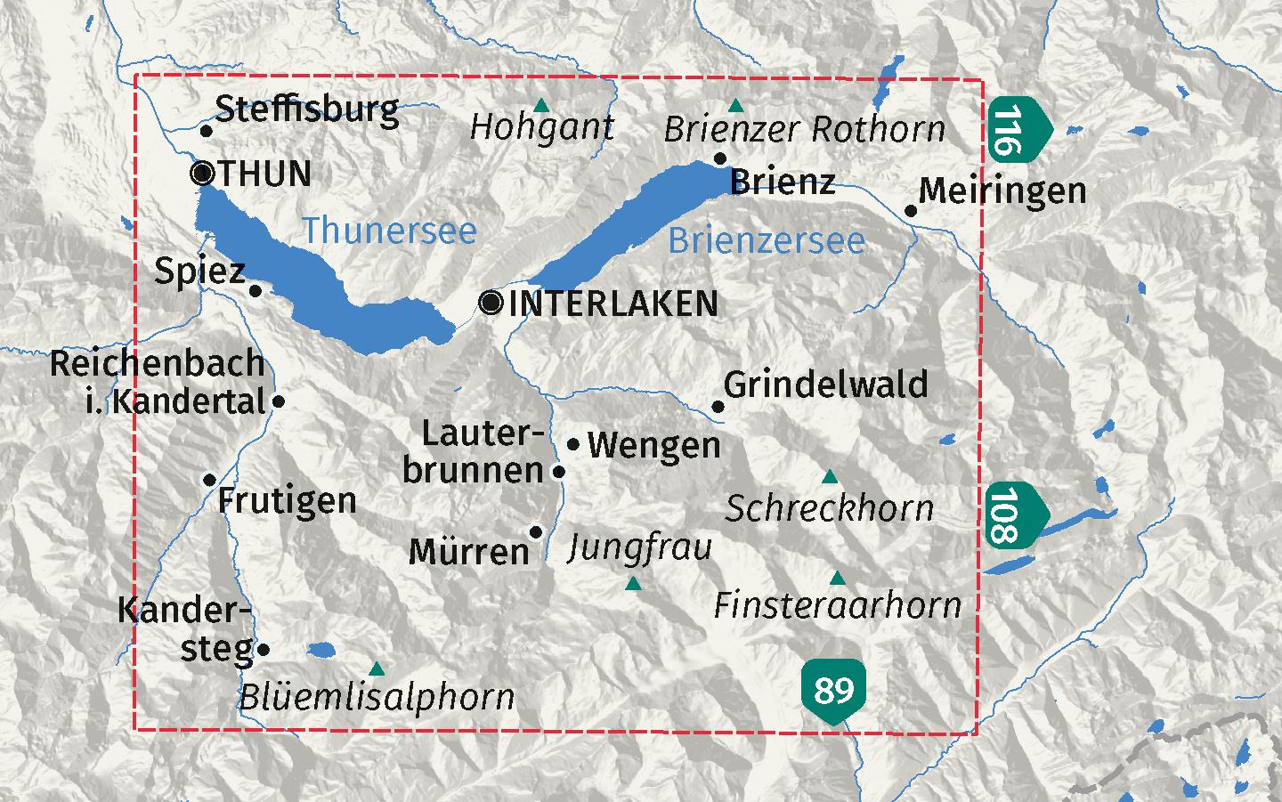 Beispielinhalt (Bild) KOMPASS Wanderkarte 84 Jungfrau-Region, Thunersee, Brienzersee 1:40.000