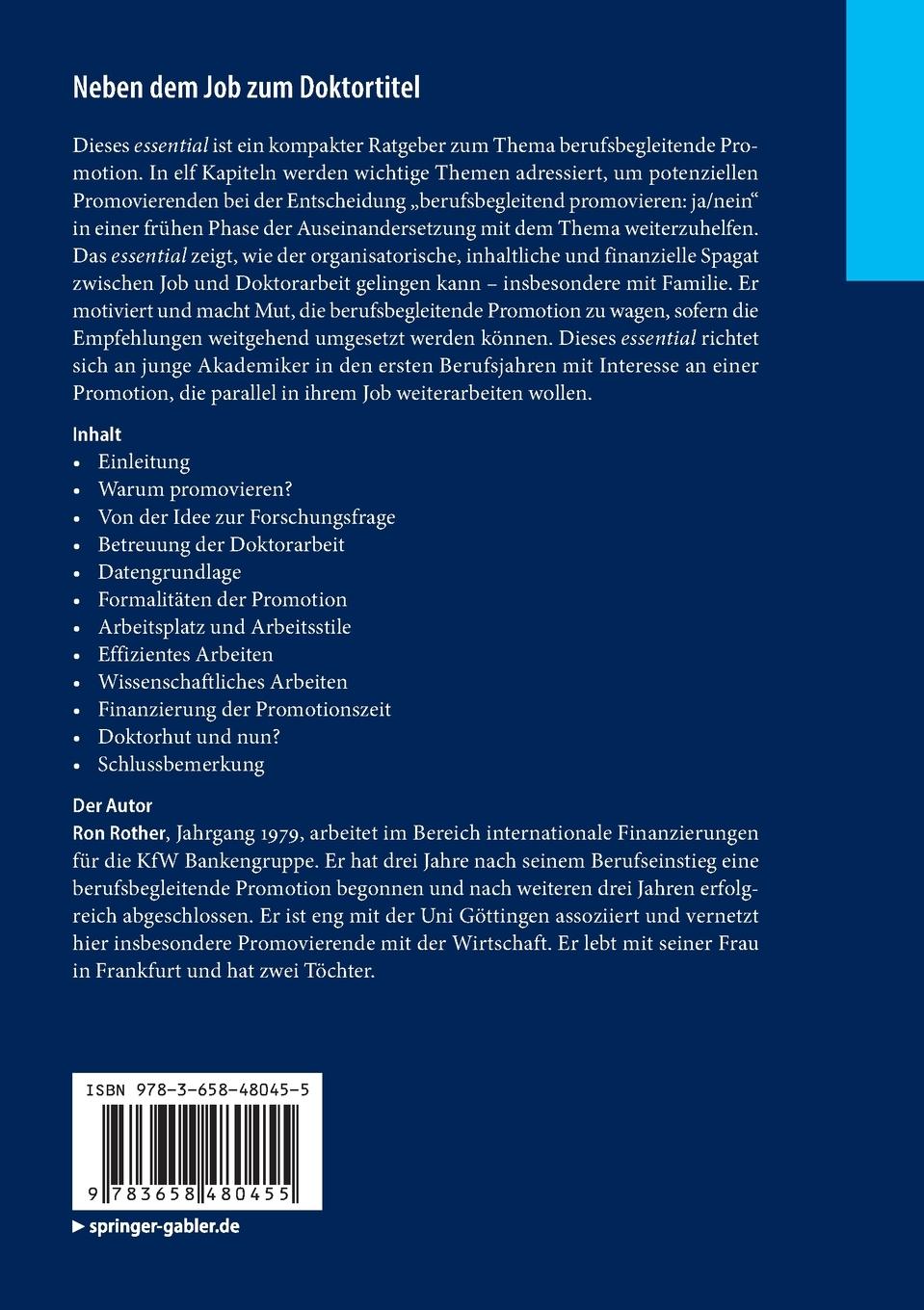 Rückseitencover Neben dem Job zum Doktortitel