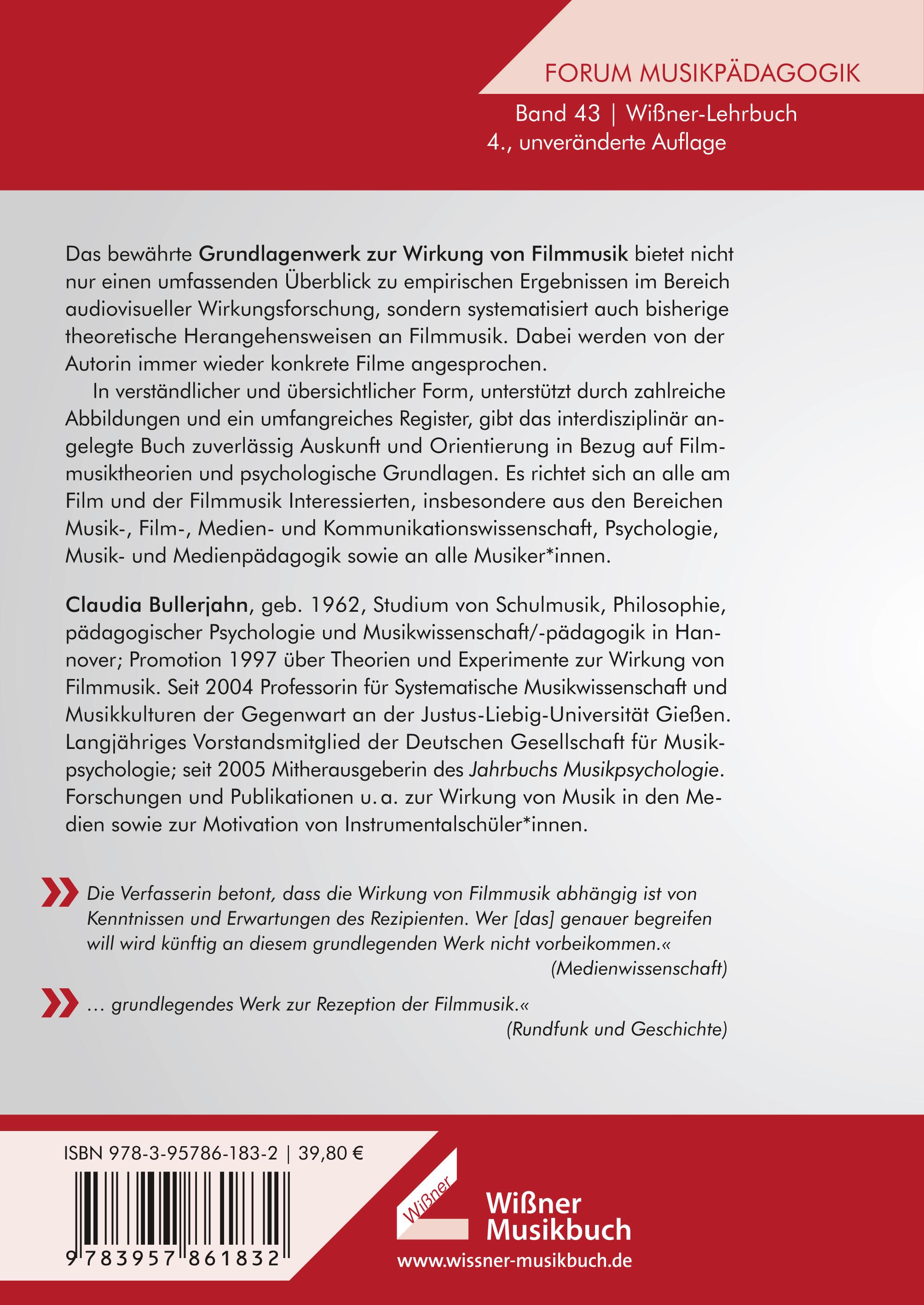 Rückseitencover Grundlagen der Wirkung von Filmmusik