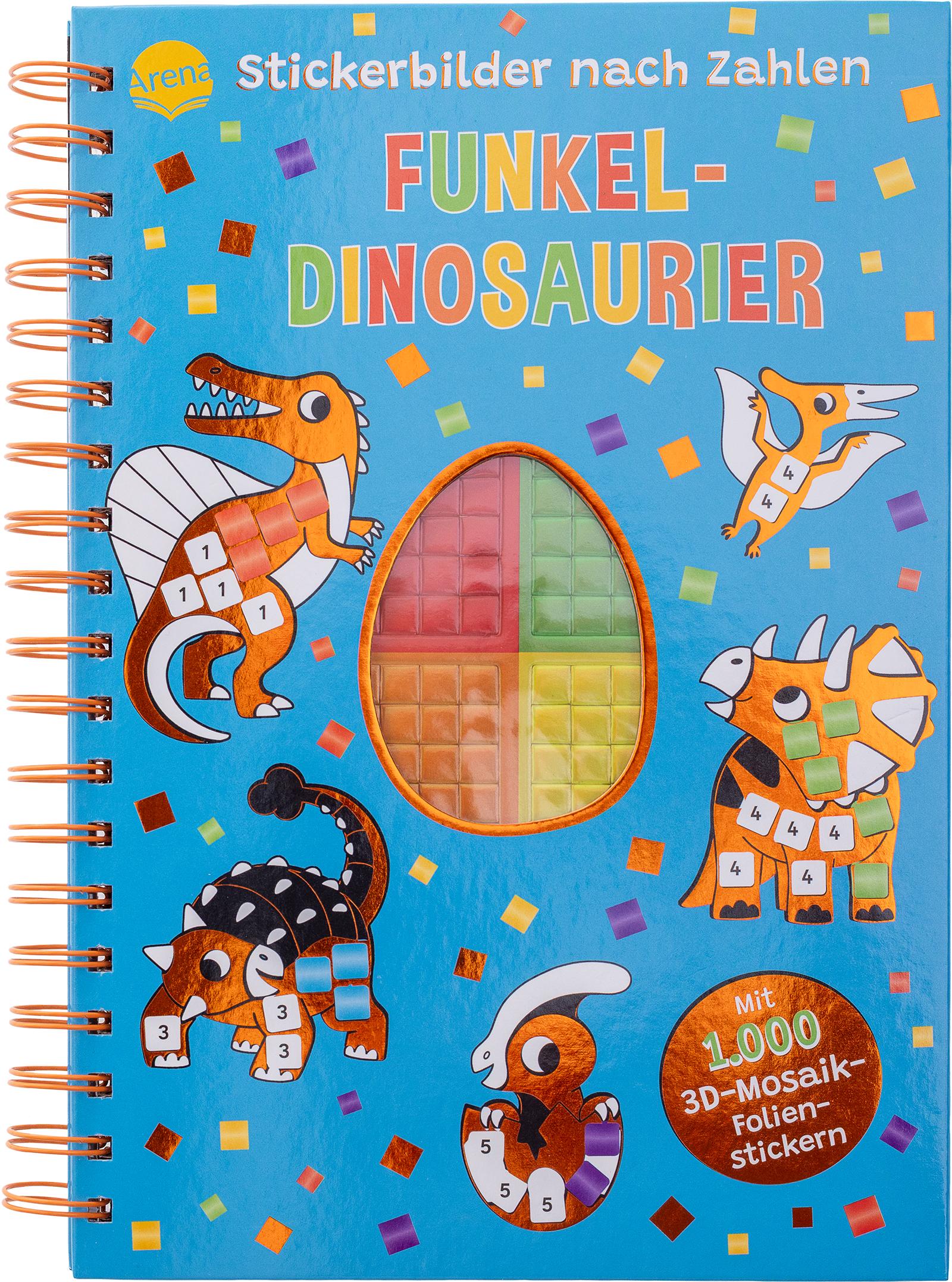 Vorderes Coverbild Stickerbilder nach Zahlen. Funkel-Dinosaurier (Mit 1.000 3D-Mosaik-Folienstickern)