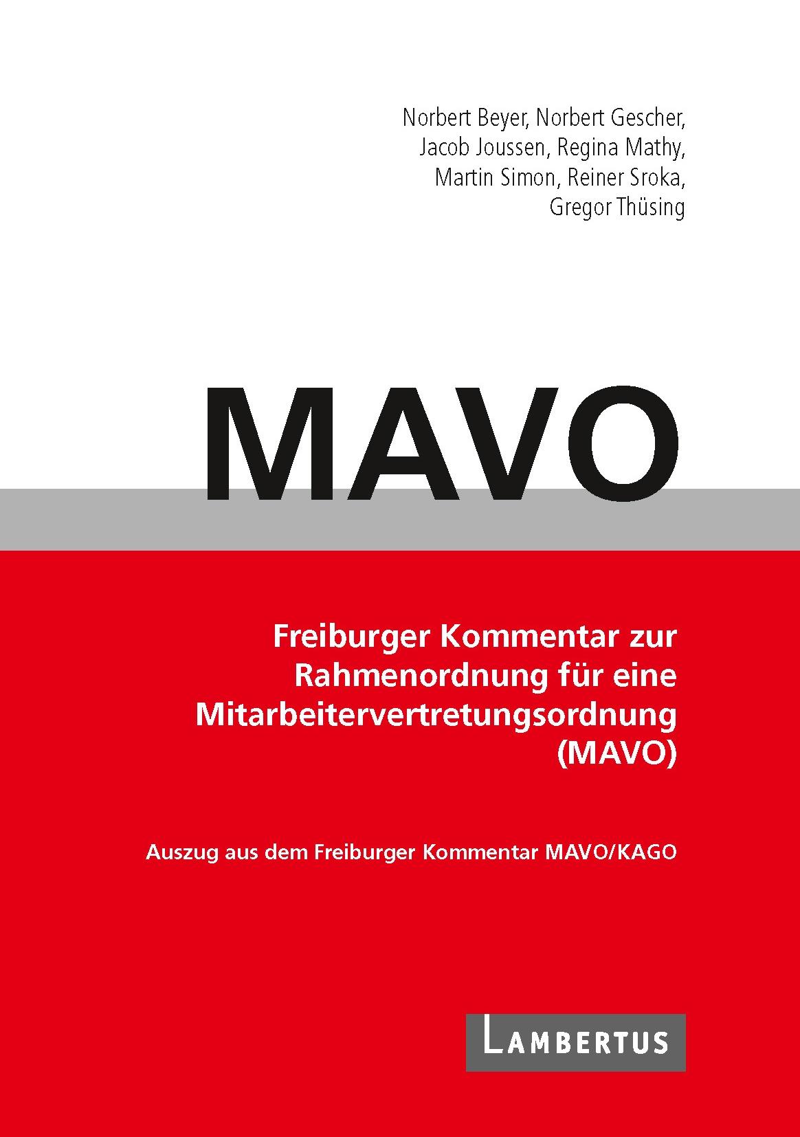Vorderes Coverbild Handbuch MAVO-Kommentar