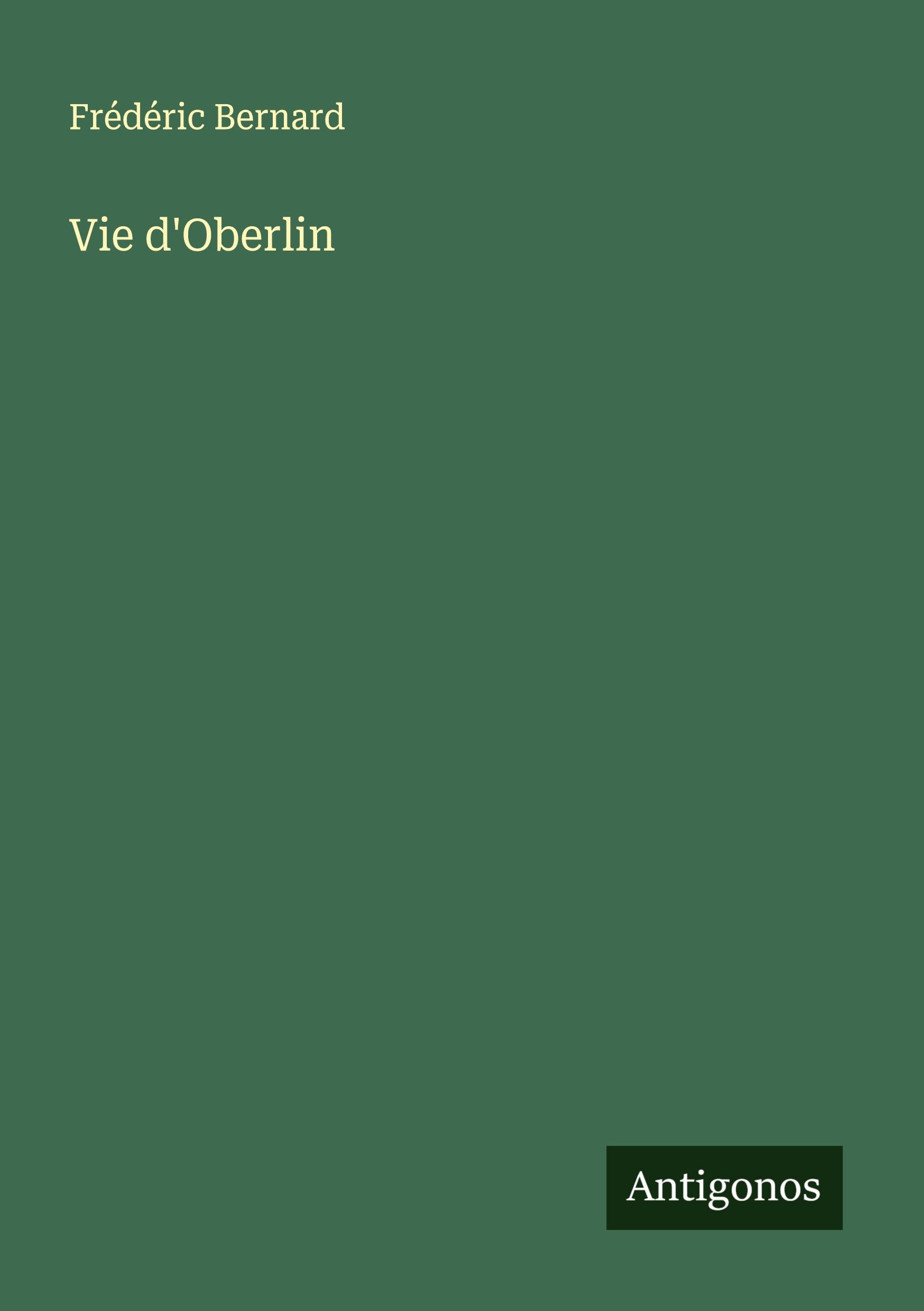 Vorderes Coverbild Vie d'Oberlin