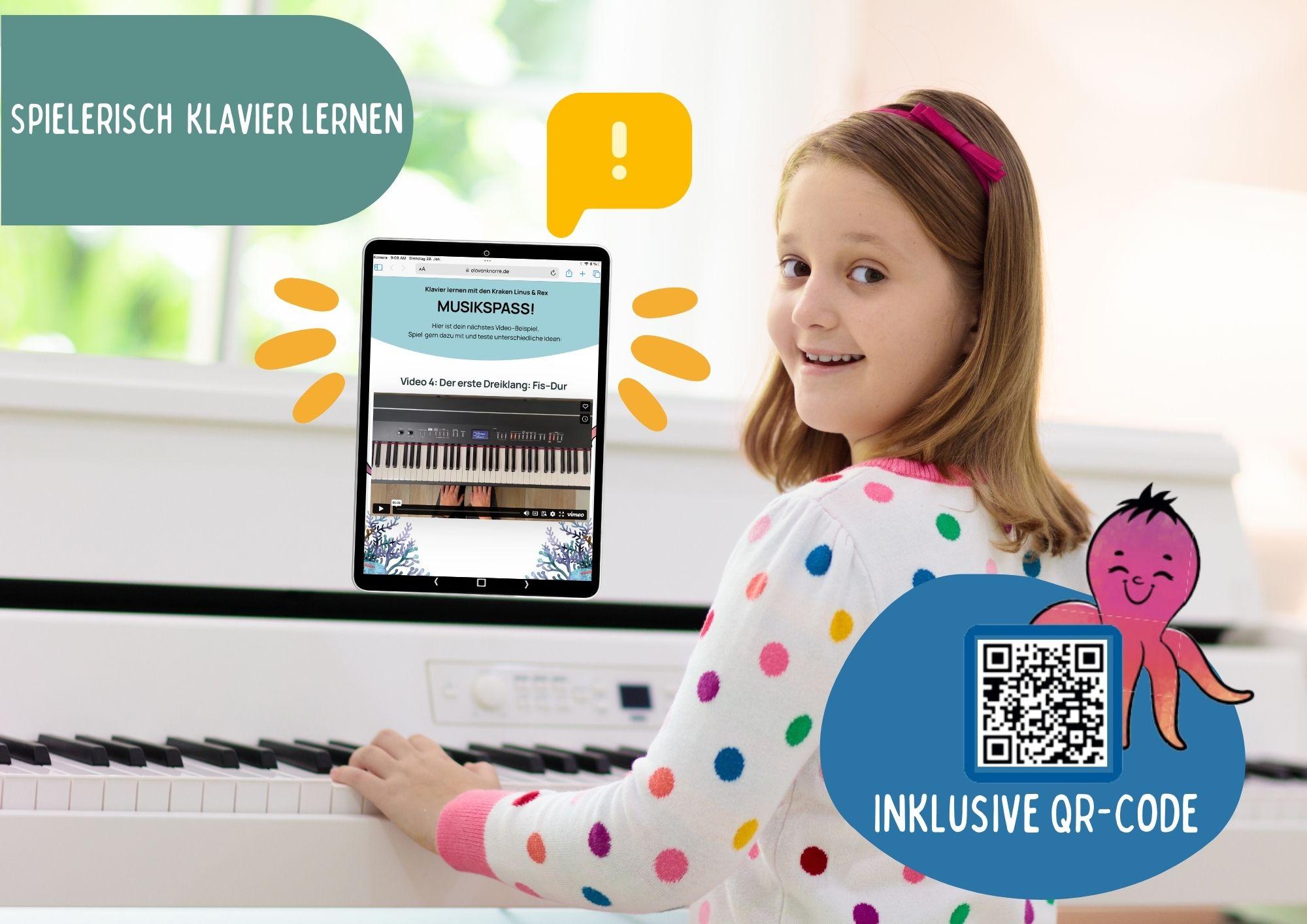 Beispielinhalt (Bild) Musikspaß! Klavier lernen für Kinder mit den lustigen Kraken Linus & Rex