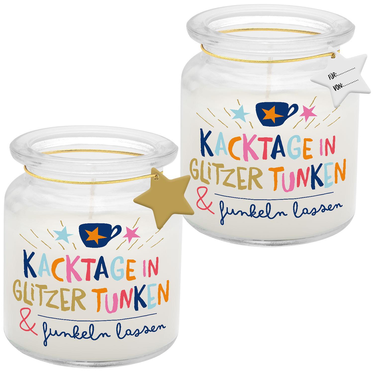 Vorderes Coverbild Kerze im Glas mit Motiv 'Kacktage'