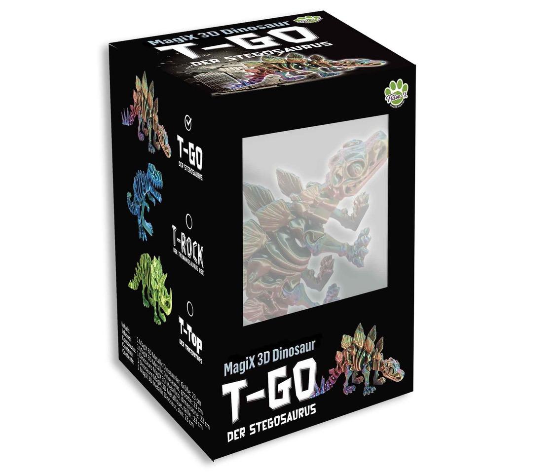 Vorderes Coverbild T-GO der Stegosaurus, 3D Metallic Dino 23cm