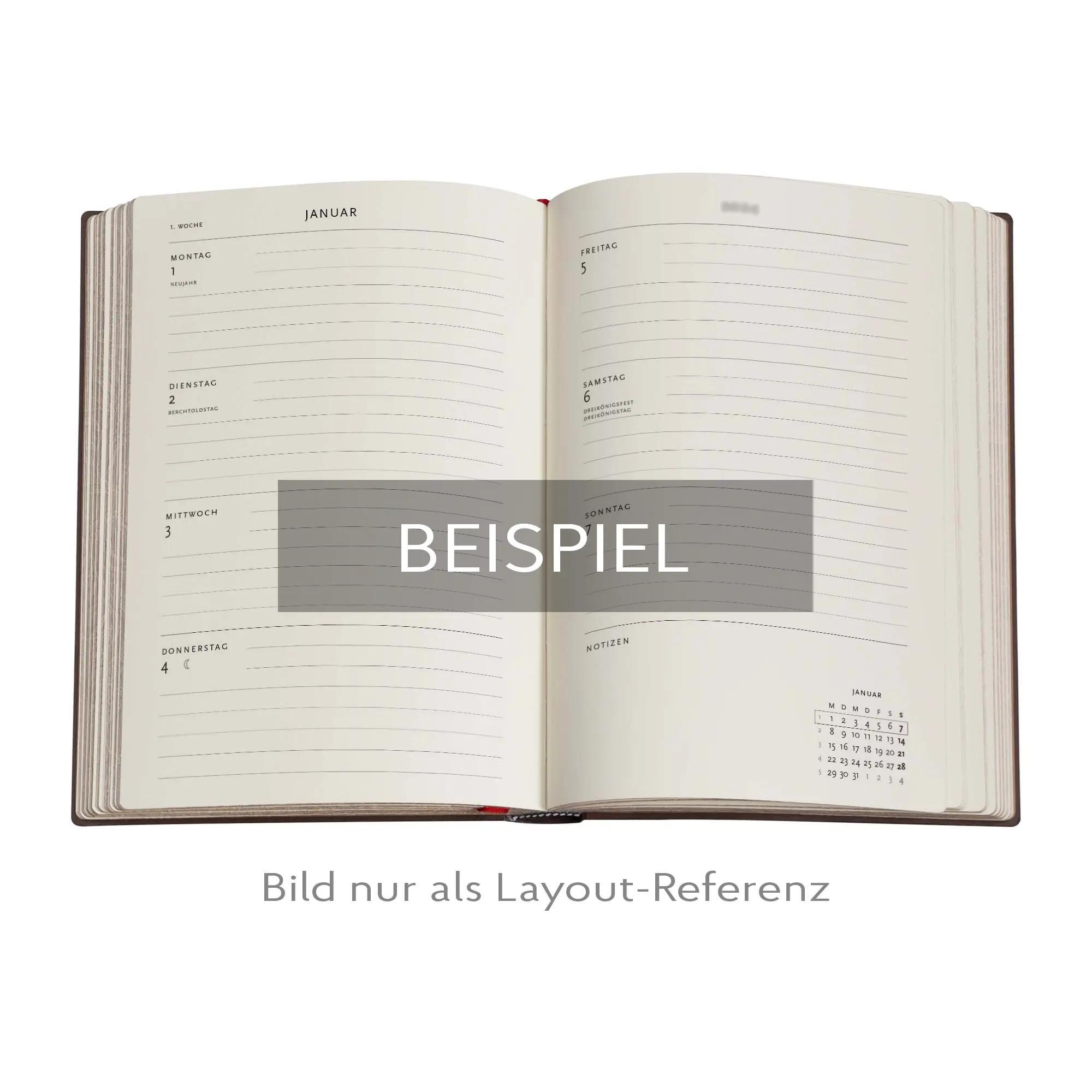 Beispielinhalt (Bild) 12-Monatskalender. 2026 Gold Midi Horizontal