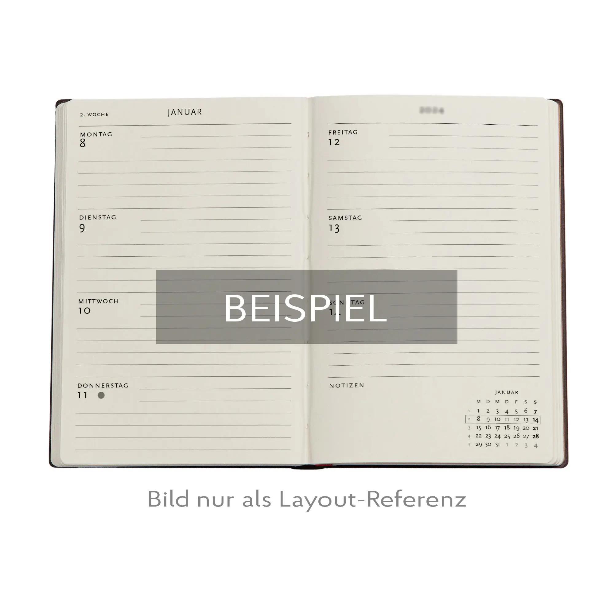 Beispielinhalt (Bild) 12-Monatskalender. 2026 Blue Luxe Mini Horizontal