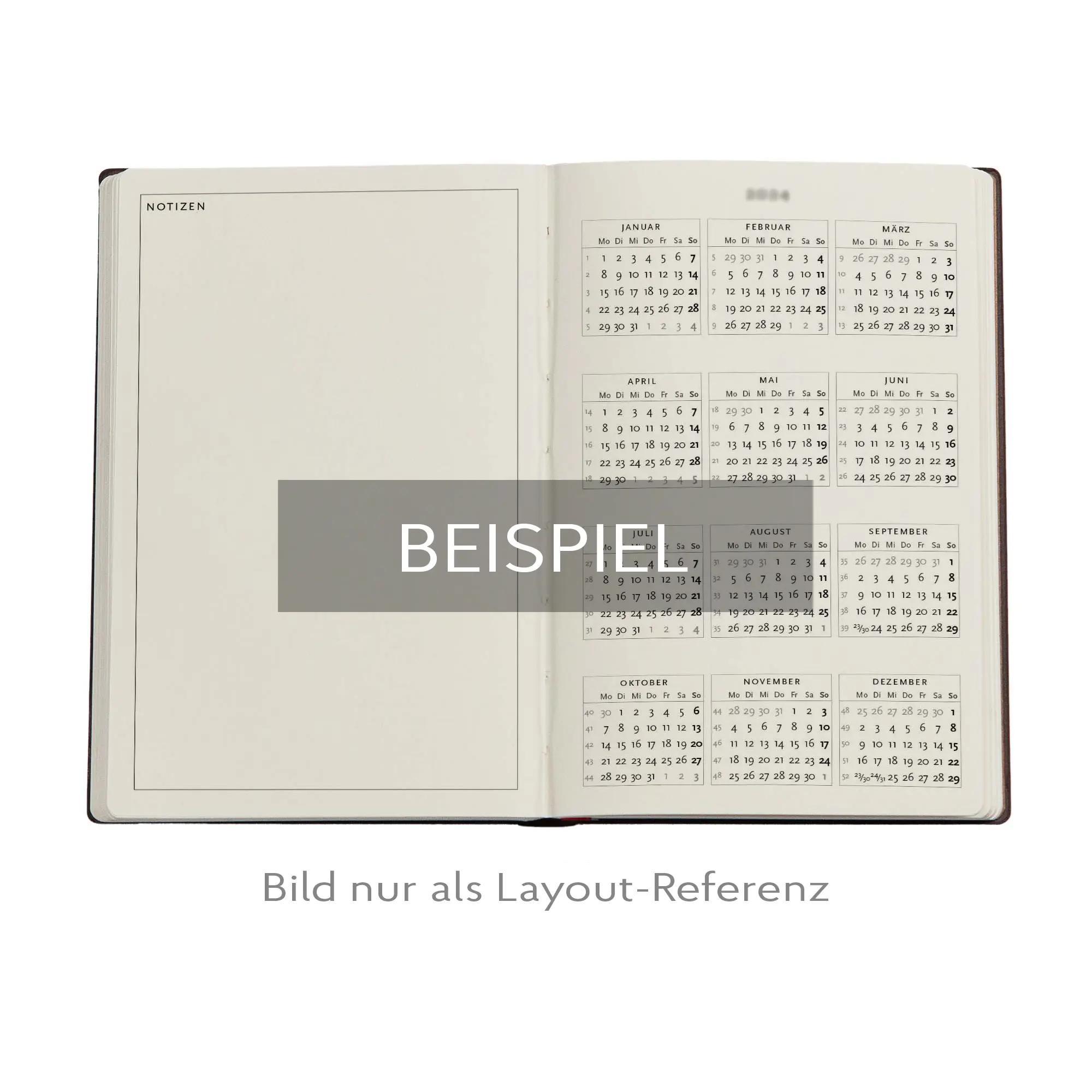 Beispielinhalt (Bild) 12-Monatskalender. 2026 Blue Luxe Mini Horizontal