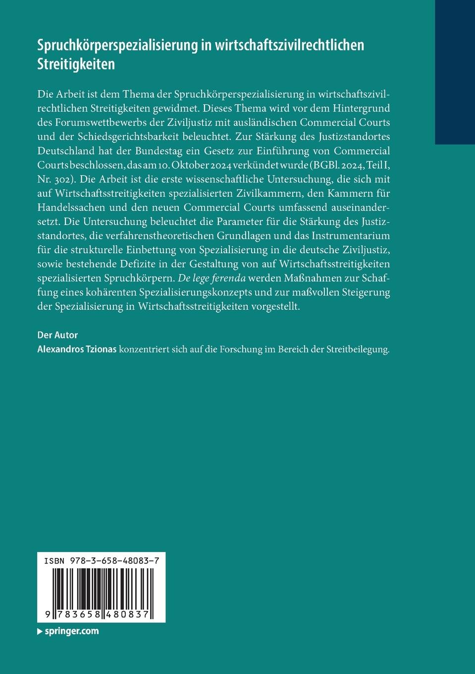 Rückseitencover Spruchkörperspezialisierung in wirtschaftszivilrechtlichen Streitigkeiten