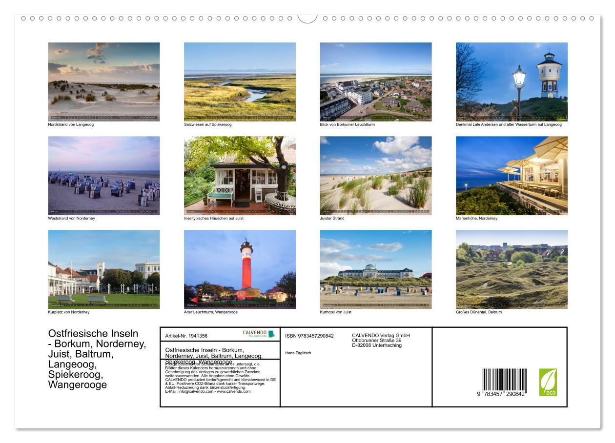 Beispielinhalt (Bild) Ostfriesische Inseln - Borkum, Norderney, Juist, Baltrum, Langeoog, Spiekeroog, Wangerooge (hochwertiger Premium Wandkalender 2026 DIN A2 quer), Kunstdruck in Hochglanz