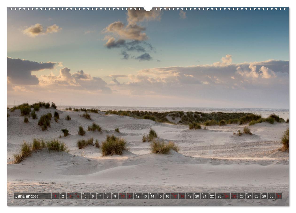 Beispielinhalt (Bild) Ostfriesische Inseln - Borkum, Norderney, Juist, Baltrum, Langeoog, Spiekeroog, Wangerooge (hochwertiger Premium Wandkalender 2026 DIN A2 quer), Kunstdruck in Hochglanz
