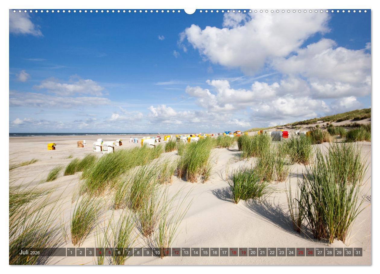 Beispielinhalt (Bild) Ostfriesische Inseln - Borkum, Norderney, Juist, Baltrum, Langeoog, Spiekeroog, Wangerooge (hochwertiger Premium Wandkalender 2026 DIN A2 quer), Kunstdruck in Hochglanz