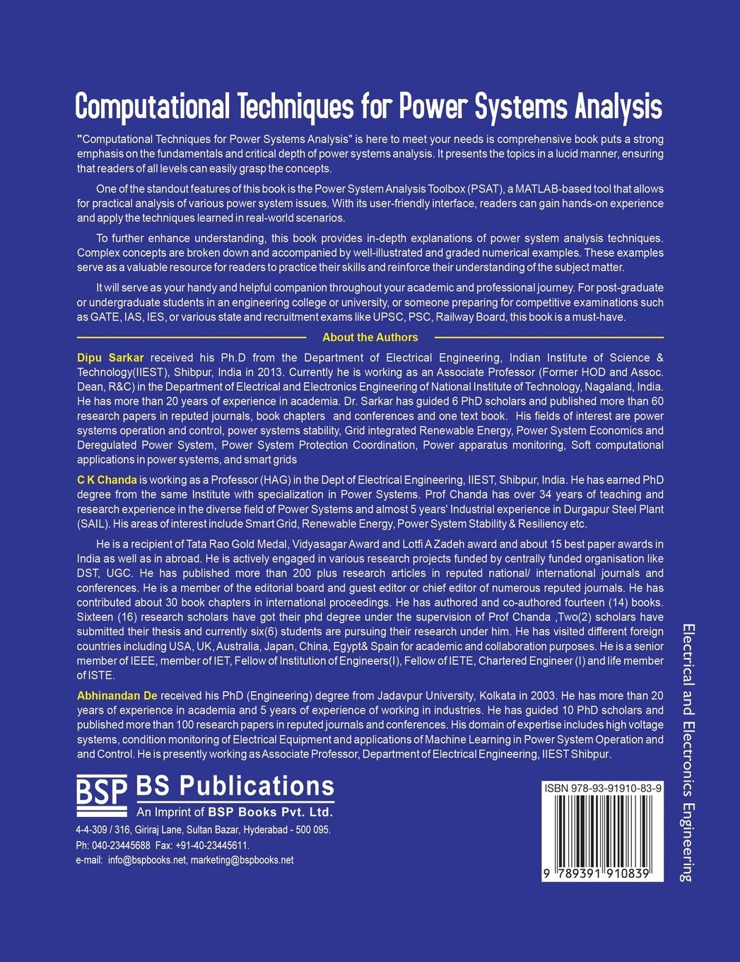 Rückseitencover Computational Techniques for Power Systems Analysis