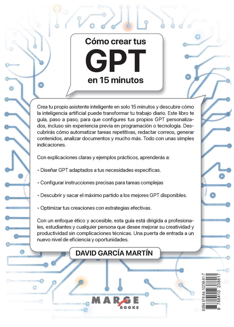 Rückseitencover Cómo crear tus GPT en 15 minutos