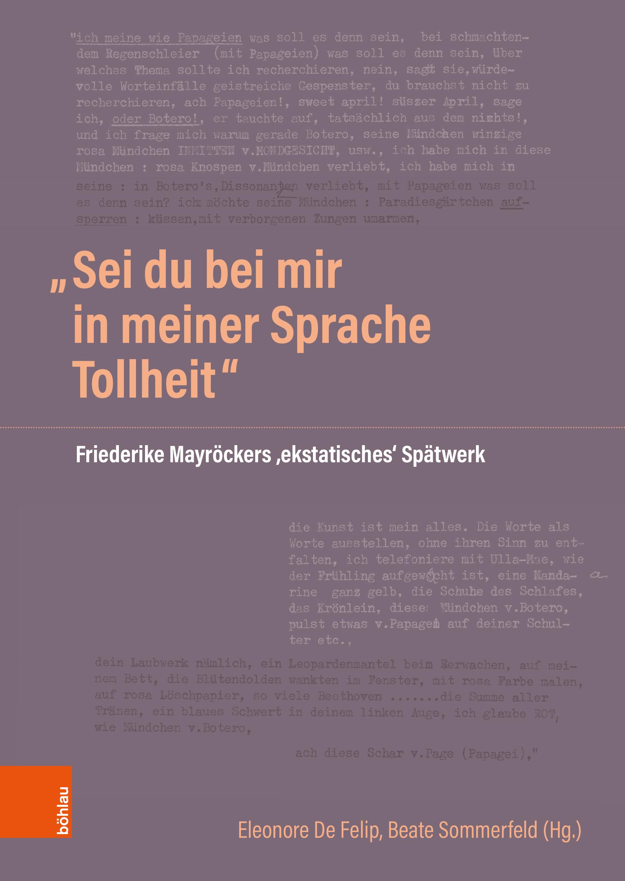 Vorderes Coverbild "Sei du bei mir in meiner Sprache Tollheit"