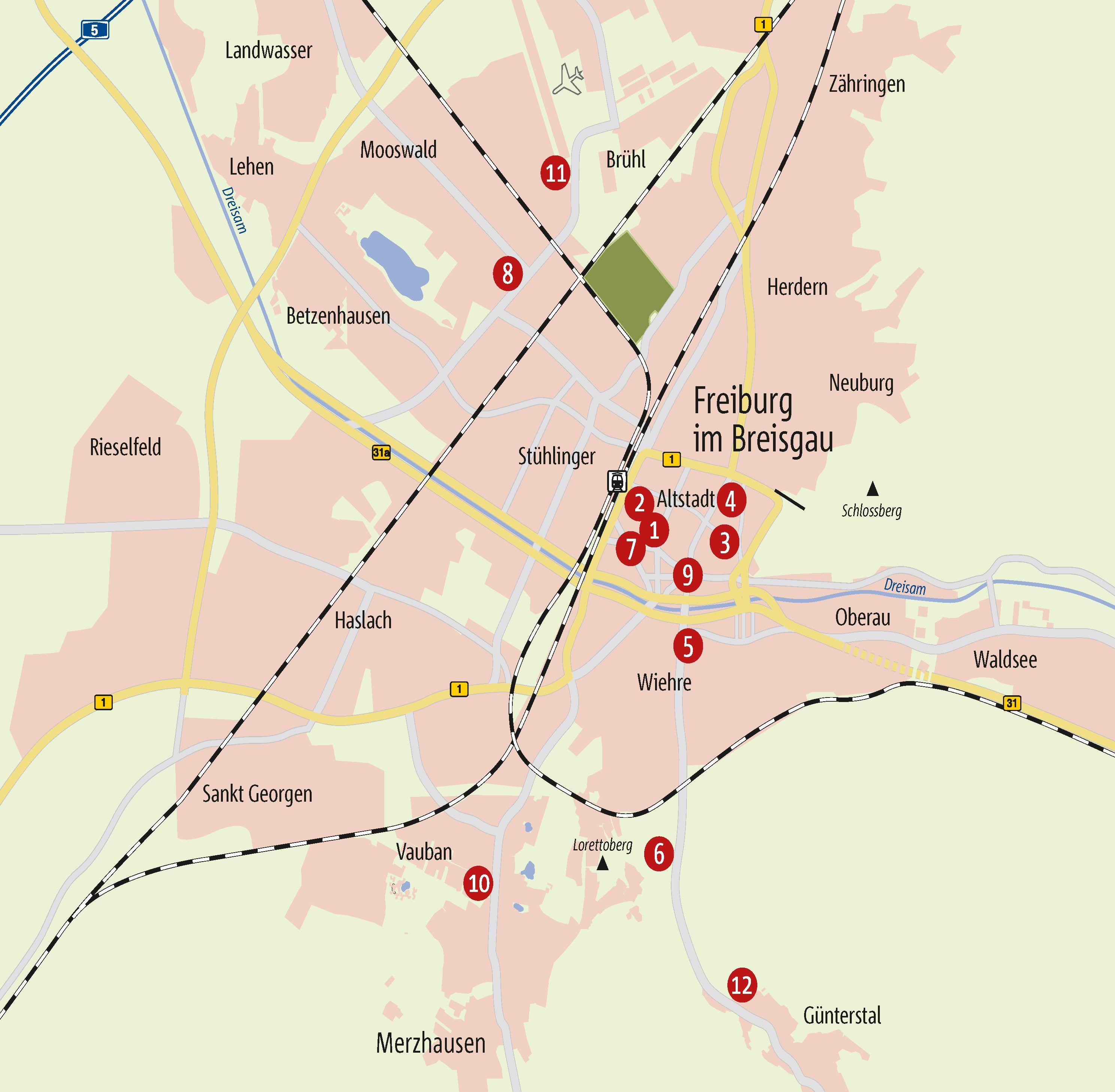 Beispielinhalt (Bild) Zu Fuß durch Freiburg