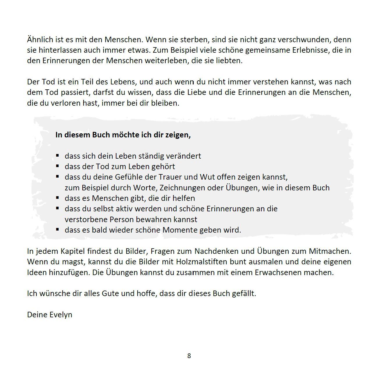 Beispielinhalt (Bild) Ein stärkendes Kinderbuch über Tod und Trauer | Der Regenbogen des Lebens | 15 anschauliche Kurzgeschichten & Mitmach-Elemente für Kinder ab 4 Jahren | Gefühle verstehen, Abschied begleiten, innere Stärke und Resilienz aufbauen