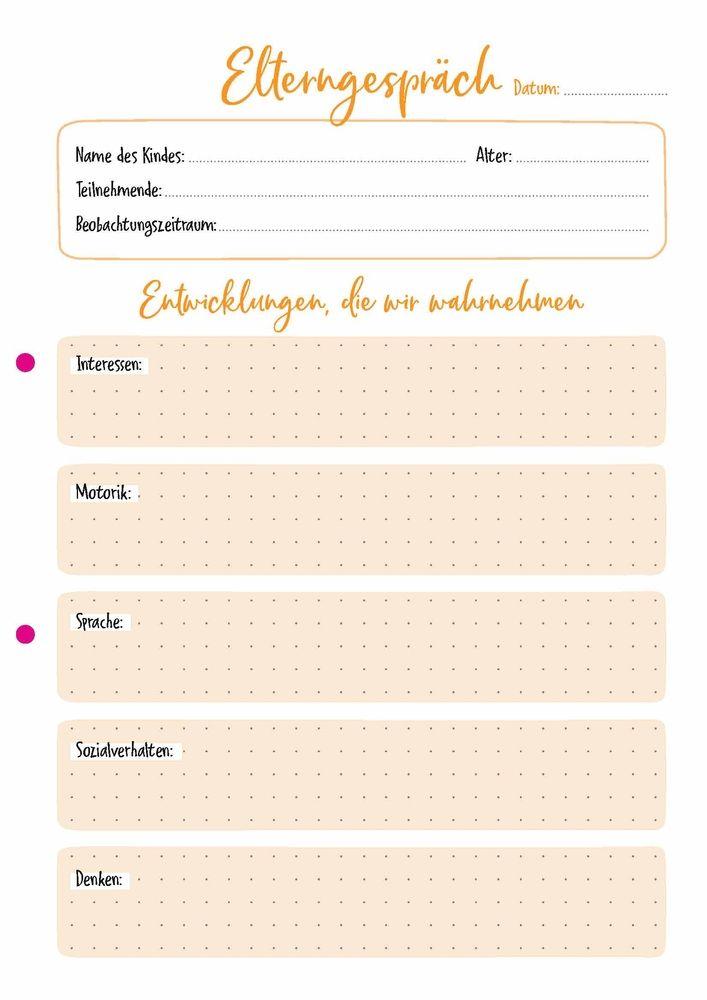 Beispielinhalt (Bild) Elterngespräche in der Kita - einfach protokolliert