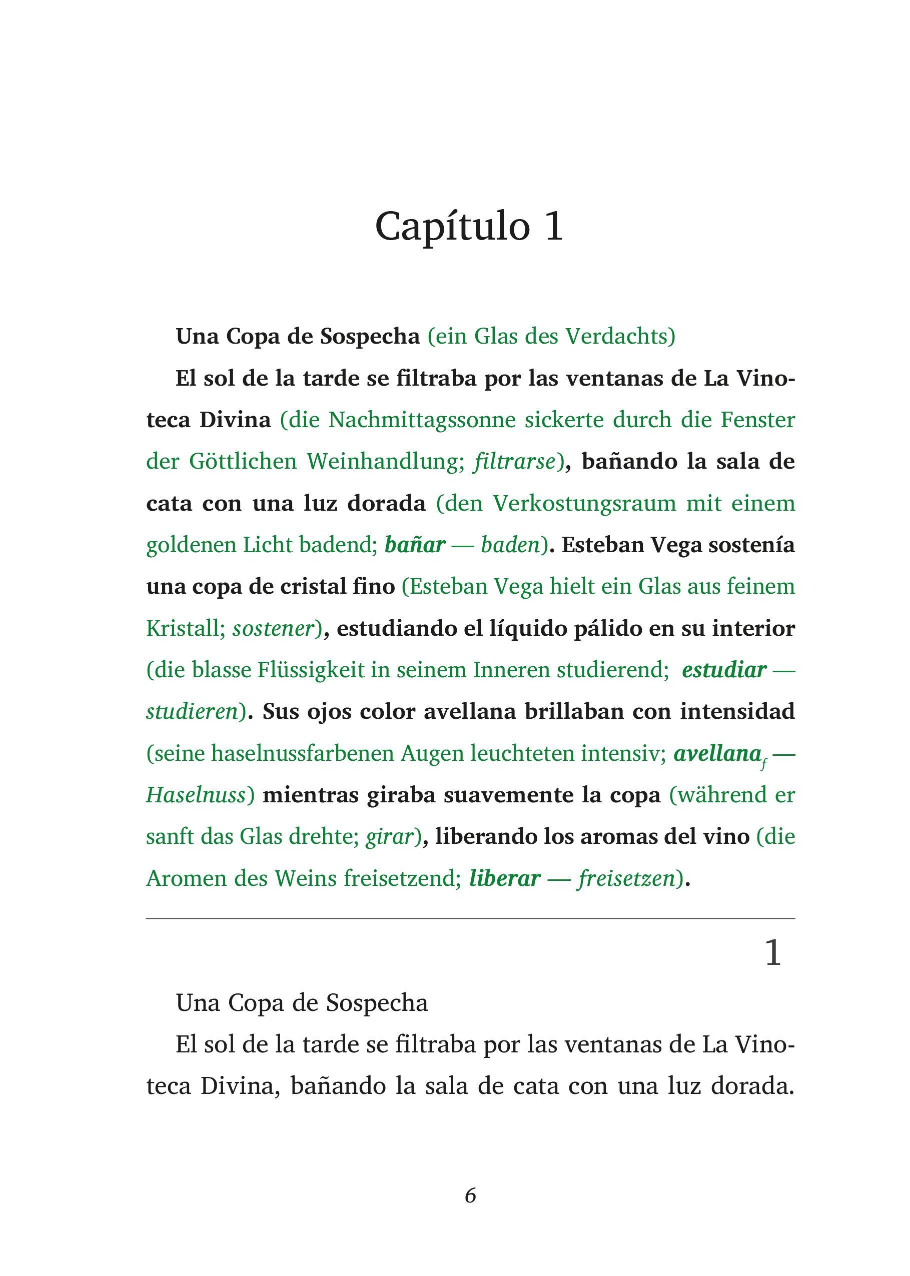 Beispielinhalt (Bild) La Cosecha del Engaño - Spanische Krimi-Lektüre A2-B1 (+ Audio-Online)