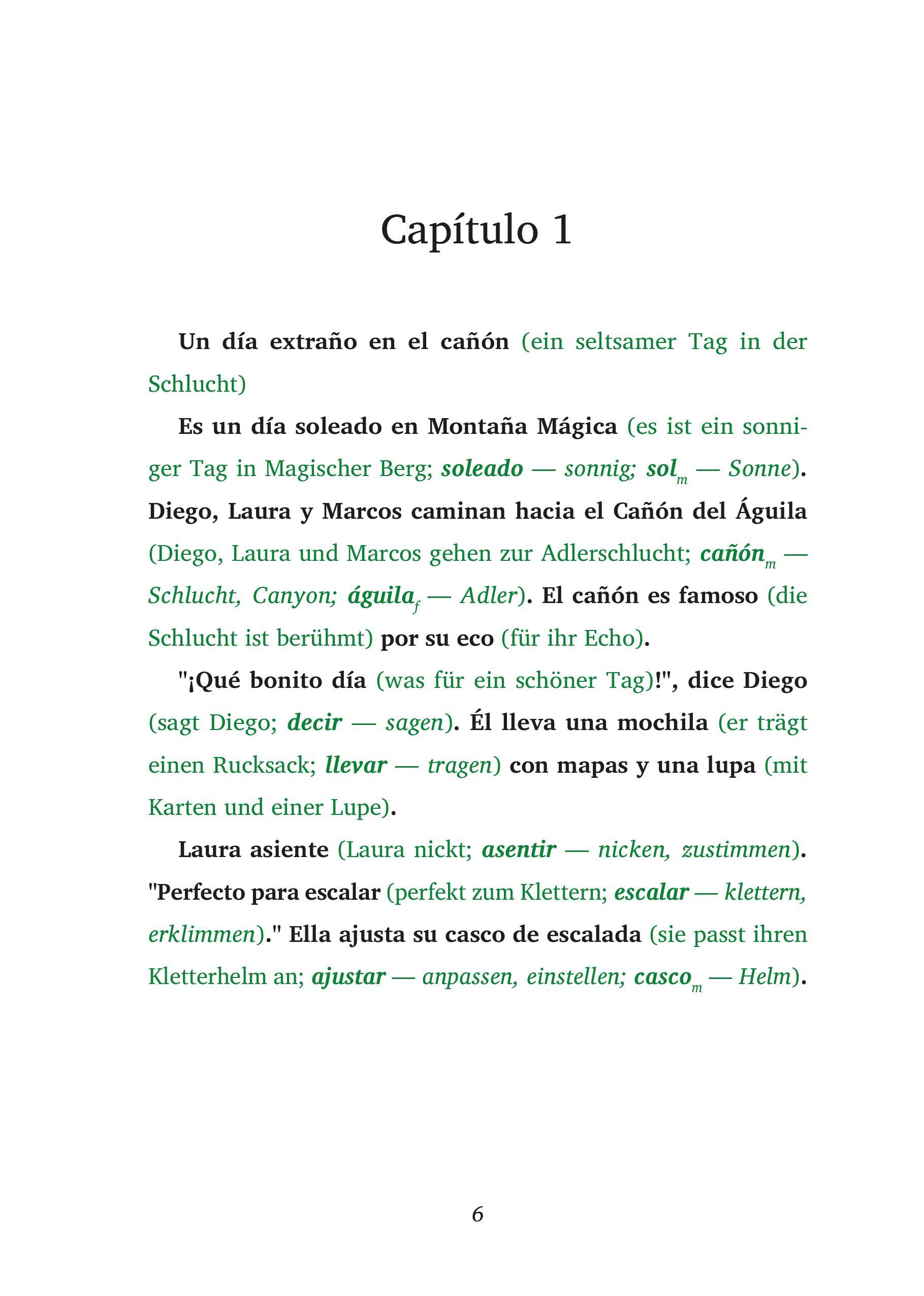 Beispielinhalt (Bild) El Misterio del Eco Perdido - Spanische Krimi-Lektüre A1-A2 (+ Audio-Online)