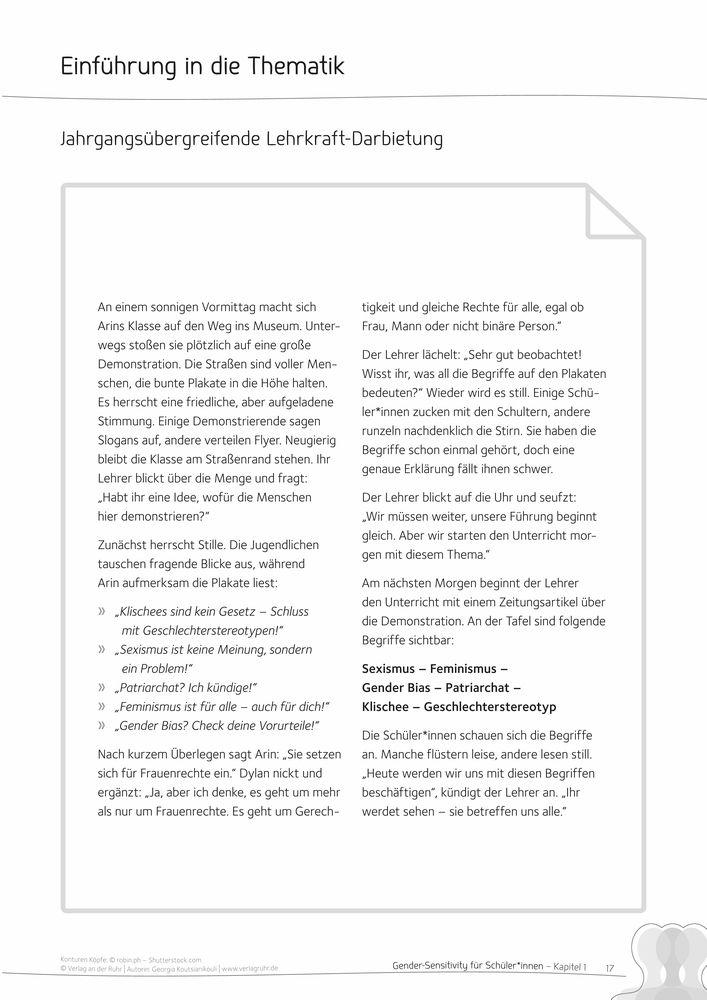 Beispielinhalt (Bild) Gender-Sensitivity für Schüler*innen