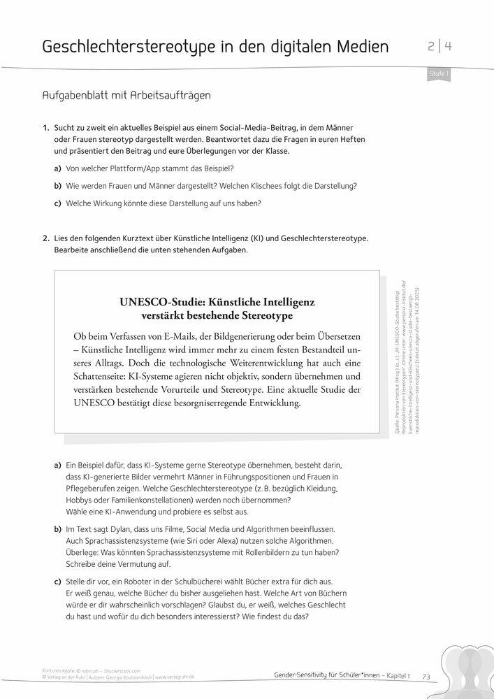 Beispielinhalt (Bild) Gender-Sensitivity für Schüler*innen