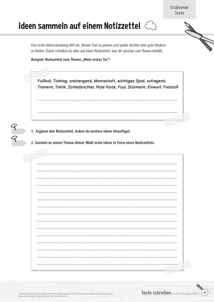 Beispielinhalt (Bild) Texte schreiben in der Sekundarstufe I