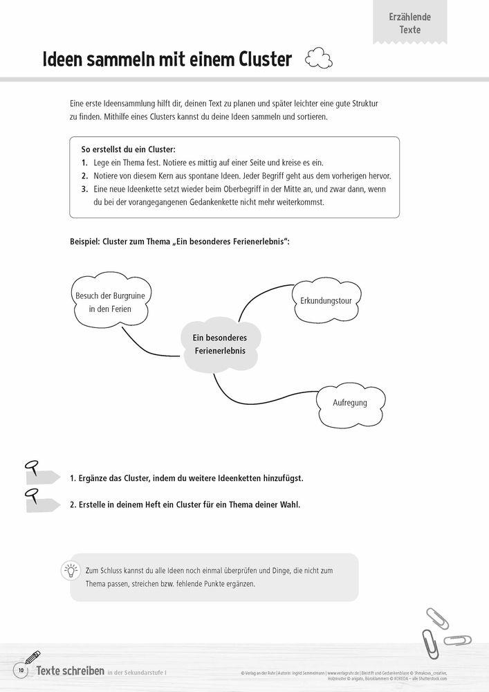 Beispielinhalt (Bild) Texte schreiben in der Sekundarstufe I