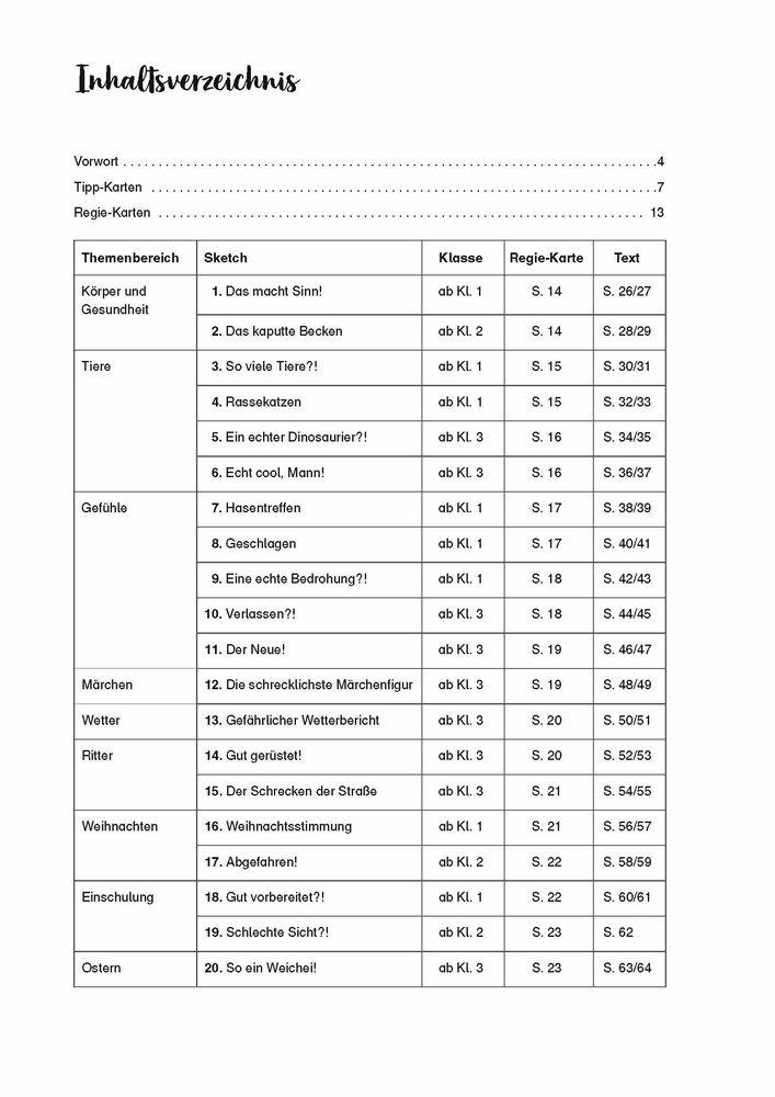 Beispielinhalt (Bild) 20 Mini-Sketche für Grundschulkinder