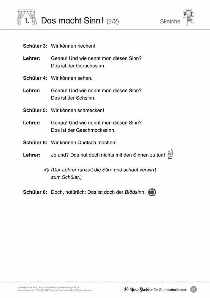 Beispielinhalt (Bild) 20 Mini-Sketche für Grundschulkinder