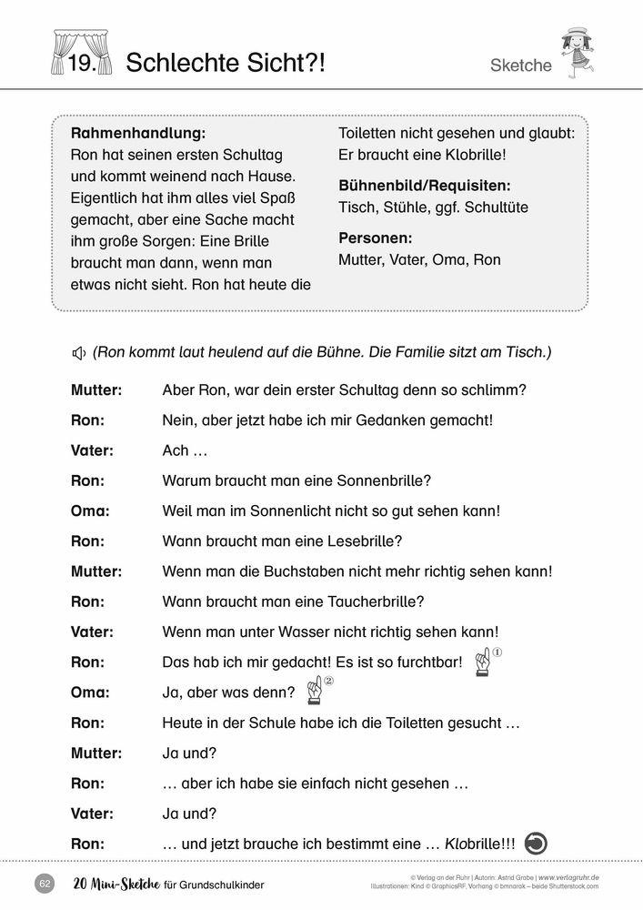 Beispielinhalt (Bild) 20 Mini-Sketche für Grundschulkinder