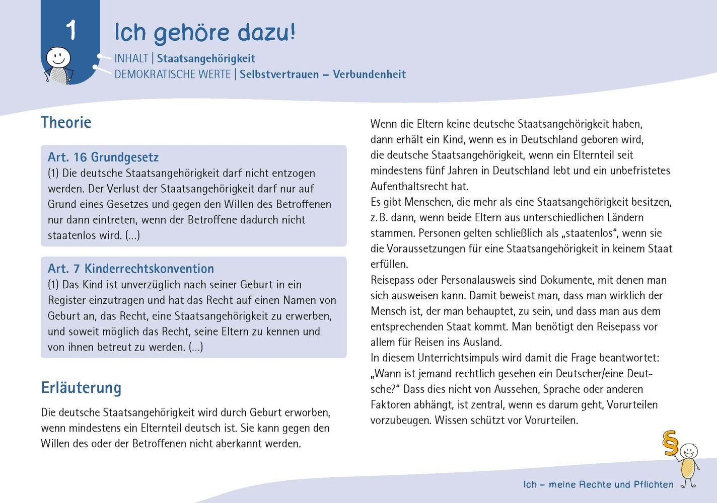 Beispielinhalt (Bild) 40 Impulskarten zur Demokratiebildung in der Grundschule