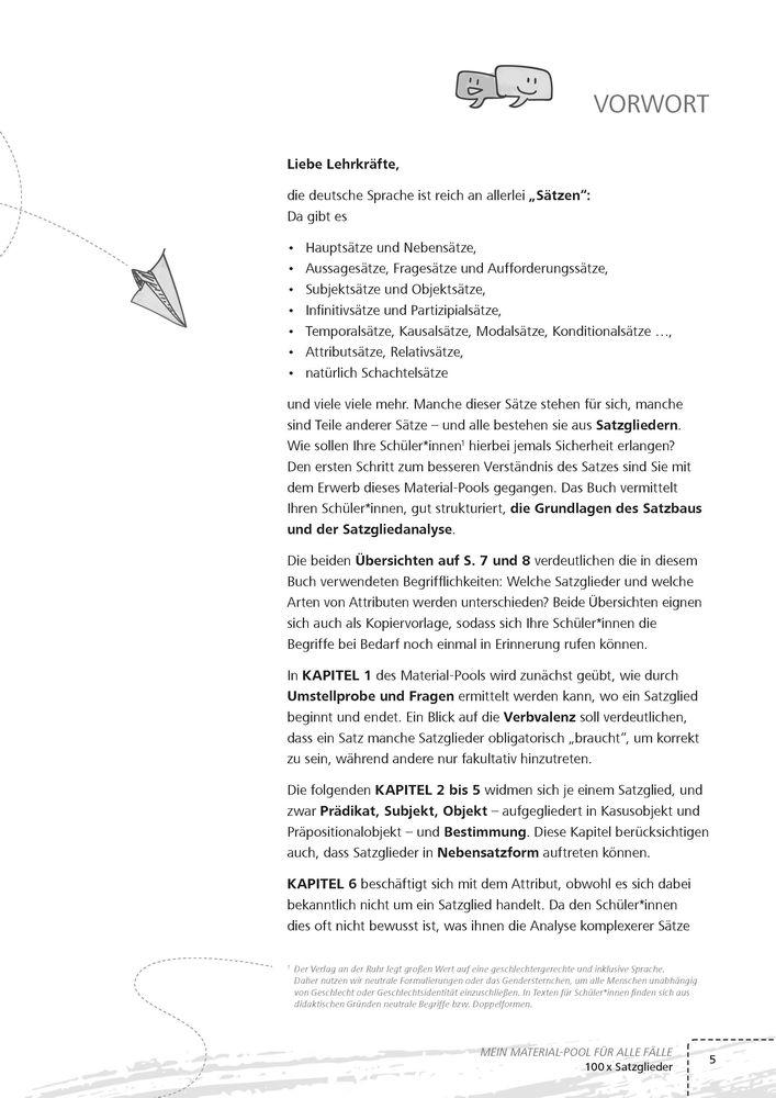 Beispielinhalt (Bild) 100 x Satzglieder