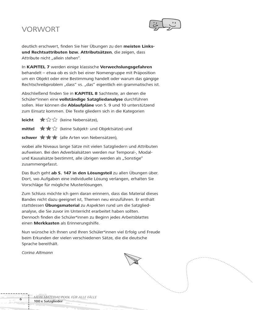 Beispielinhalt (Bild) 100 x Satzglieder