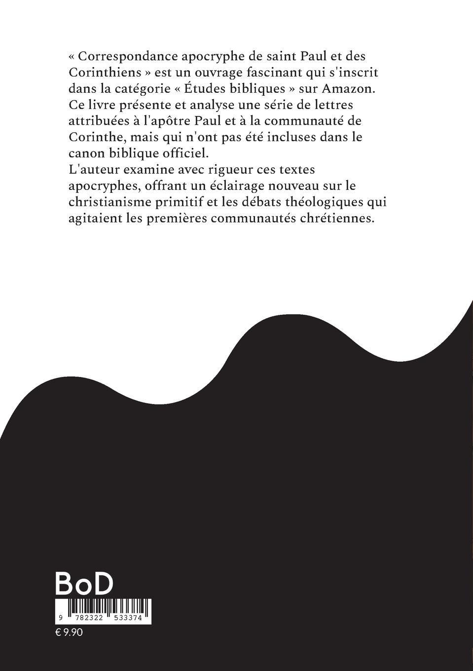 Rückseitencover Correspondance apocryphe de saint Paul et des Corinthiens