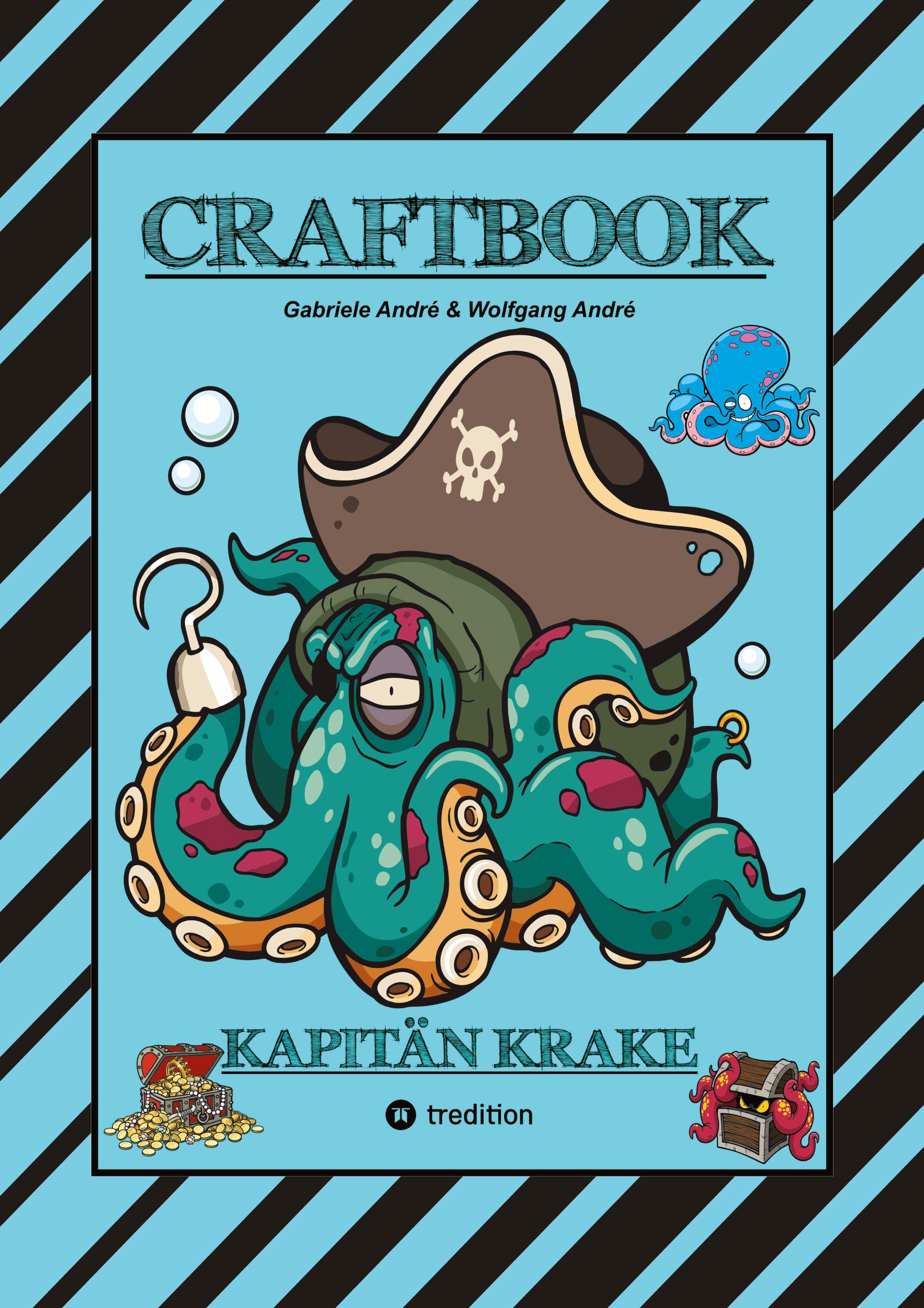 Vorderes Coverbild CRAFTBOOK - 120 SEITEN TOLLE AUSMALMOTIVE - KRAKEN - HAIE - INSELN - PIRATEN - WISSENSWERTES - TUTORIAL - KNIFFLIGE RÄTSEL & AUFGABEN - SCHATZ
