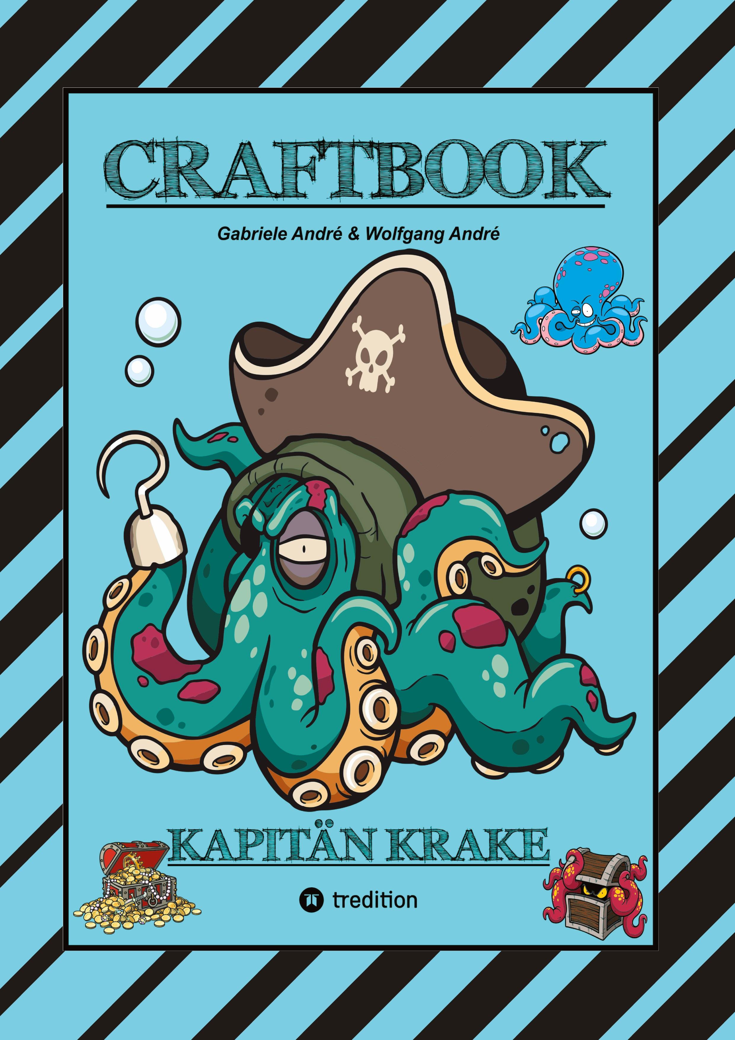 Vorderes Coverbild CRAFTBOOK - 120 SEITEN TOLLE AUSMALMOTIVE - KRAKEN - HAIE - INSELN - PIRATEN - WISSENSWERTES - TUTORIAL - KNIFFLIGE RÄTSEL & AUFGABEN - SCHATZ