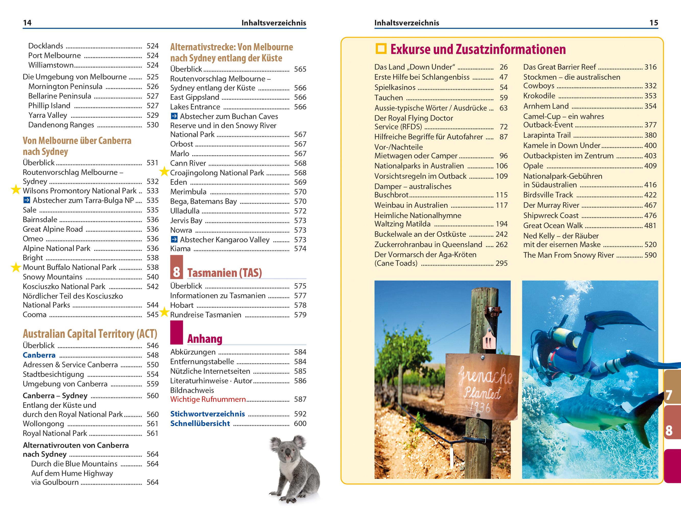 Beispielinhalt (Bild) Reise Know-How Reiseführer Australien Osten und Zentrum