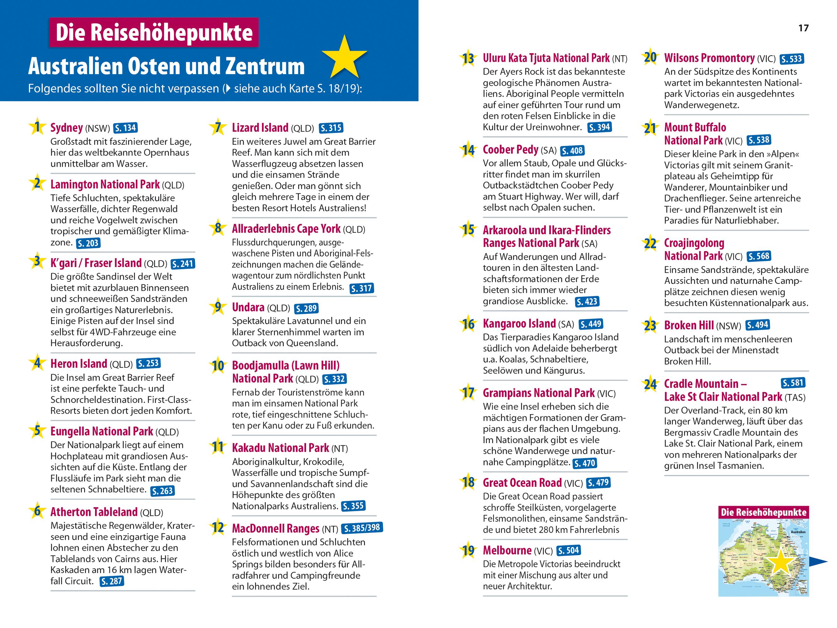Beispielinhalt (Bild) Reise Know-How Reiseführer Australien Osten und Zentrum