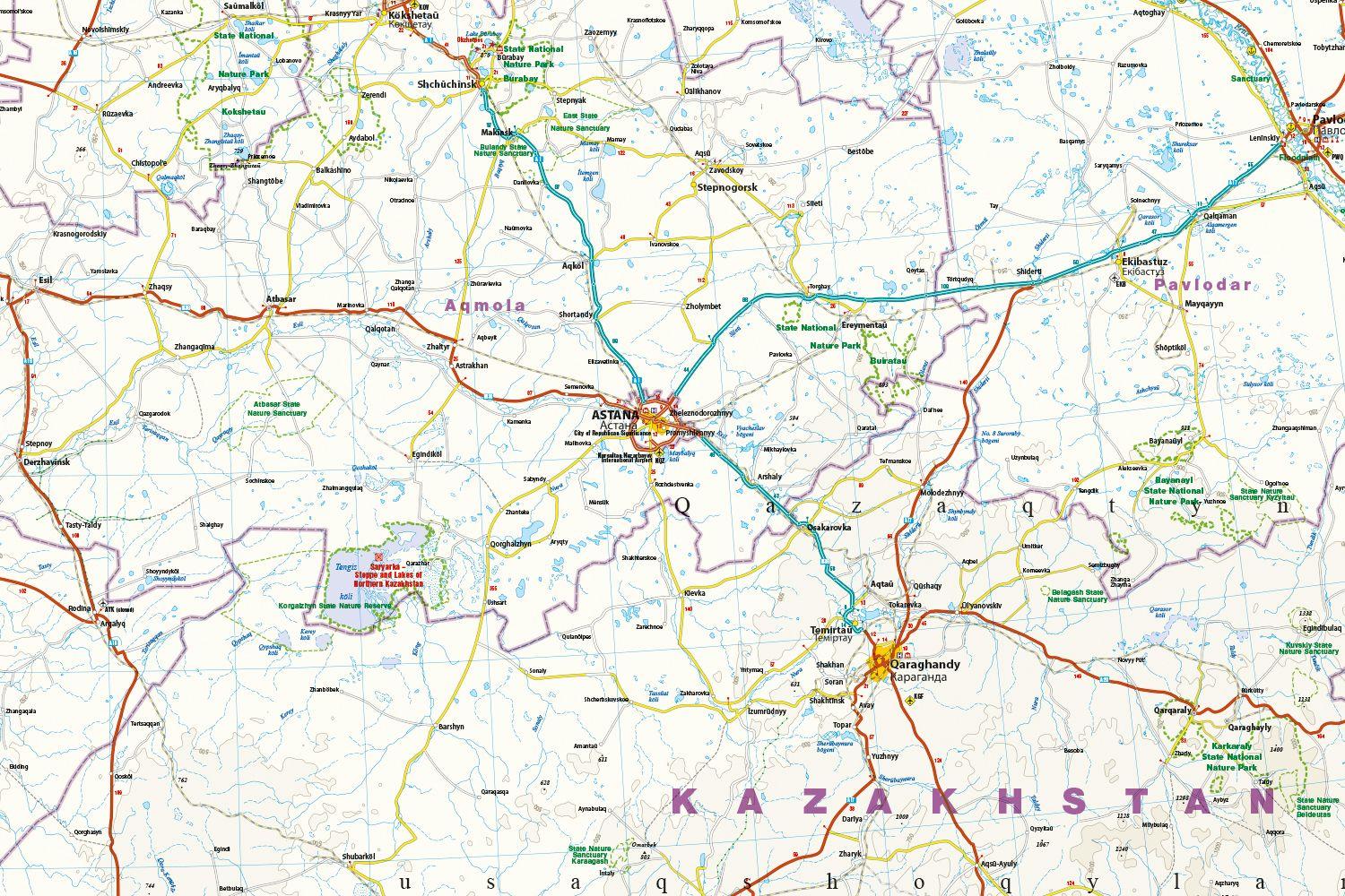 Beispielinhalt (Bild) Reise Know-How Landkarte Kasachstan / Kazakhstan (1:2.000.000)