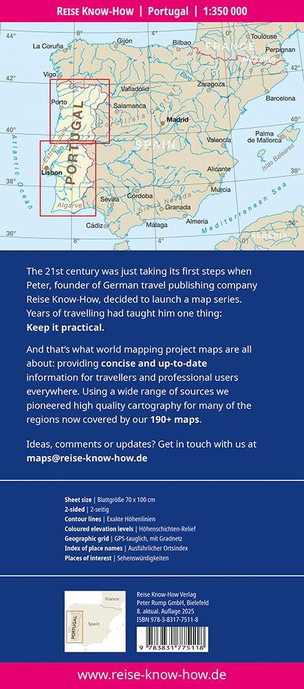 Beispielinhalt (Bild) Reise Know-How Landkarte Portugal (1:350.000)