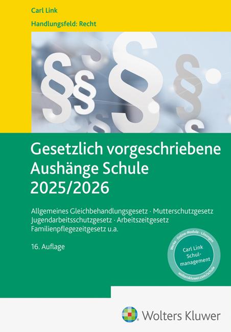 Vorderes Coverbild Gesetzlich vorgeschriebene Aushänge Schule 2025 / 2026