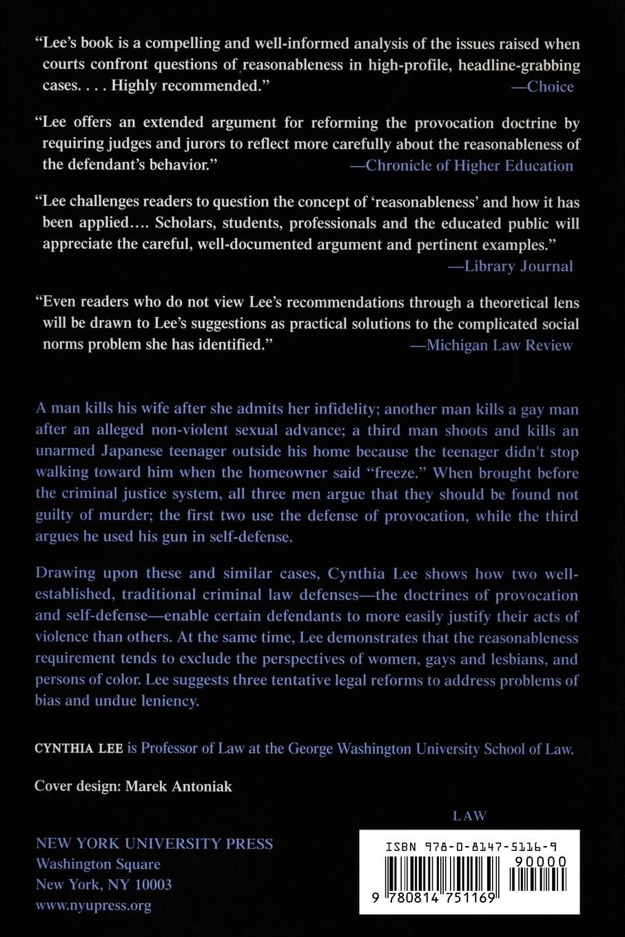 Rückseitencover Murder and the Reasonable Man